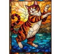 The Glass Cat: A Lined Notebook Inspired by Stained Glass Art