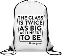 The Glass Is Twice As It Needs To Be The Engineer Joke Sac de gym décontracté avec cordon de serrage Blanc