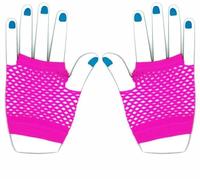 The Glowhouse Gants résille fluo des années 80, courts et longs, couleurs vives, Rose court., One Size