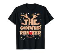 The Godfather Reindeer Groupe Familial Assorti - Drôle T-Shirt Graphique avec Valeur, Homme, Noir, S