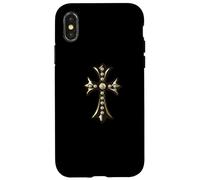 The Golden Beryl Cross Pave Diamonds Coque pour iPhone X/XS