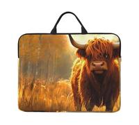 The Golden Grassland Consumes Cattle Housse de transport avec poignée pour ordinateur portable de 14 pouces pour homme et femme Housse rembourrée pour ordinateur portable
