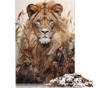 The Golden King Lion Puzzle 1000 Pieces Cadeau Unique Jeu Éducatif Défi Jouet À De Qualité Supérieure Peinture Art pour Adultes Et Enfants À Partir De 14 Ans 1000pcs (75x50cm)