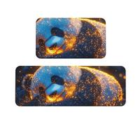The Golden Light Dispersed The Panda Lot de 2 tapis de cuisine antidérapants en bois anti-fatigue pour la maison et le bureau