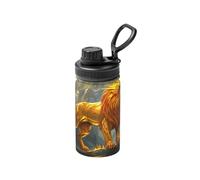 The Golden Lion is Grande bouteille d'eau isotherme - Bouteille isotherme de 355 ml avec motif imprimé complet, étanche, en acier inoxydable et durable pour l'extérieur