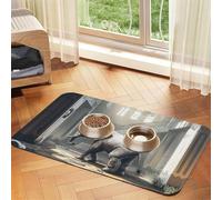 The Golden Mammoth in The Ruins Tapis d'alimentation en cuir absorbant pour chien et chat - Imperméable - Ne tache pas - Séchage rapide - Antidérapant - 60 x 40 cm