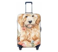 The Golden Retriever Housse de protection élastique pour valise de voyage Motif imprimé anti-rayures, Noir , XL