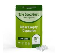 The Good Guru Capsules vides - 1000 capsules - Capsules végétariennes transparentes | Capsules pour suppléments | Sans gluten, sans OGM, certifiées halal | Comprend une cuillère de laboratoire (taille