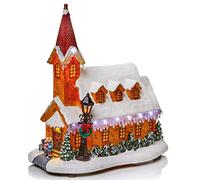 The Good Life Grande église de Noël lumineuse à LED avec stalactites clignotantes 26 cm de large