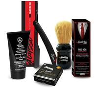 The Goodfellas' Smile Straight Razor Abysso and Wild Hog Shaving Brush | Taylor Jermyn Street 50ml and 100 Single Edge Blades Derby Premium