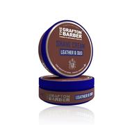The Grafton Barber Crème à raser Leather & Oud - Texture luxueuse, rasage lisse - Hydrates et protège la peau - Recommandé par les magasins de barbier - Rich Leather & Oud Fragrance - Irritation douce