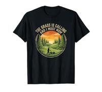 The Grass is Calling and I Must Mow Lawn Mowing Dad Humour T-Shirt