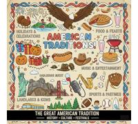The Great American Tradition: Cute Coloring Book for Adults and Teens featuring (classic American diner, road trip, Halloween, Christmas event, the ... game day and more) (American tradition