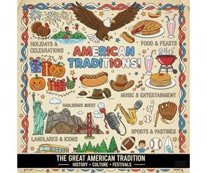 The Great American Tradition: Cute Coloring Book for Adults and Teens featuring (classic American diner, road trip, Halloween, Christmas event, the ... game day and more) (American tradition
