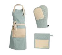 The Great British Bake Off Cotton Textiles Ensemble de cuisine Gants de cuisine et tablier de chef Gants de cuisine résistants à la chaleur Logo officiel GBBO Bleu dragée Taille unique