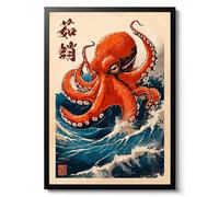 The Great Octopus, art mural de style dessin animé japonais, impression inspirée de l'anime Ukiyo-e, poster décoratif fantastique monstre marin, mat d'archivage, A1 (impression uniquement) - 84,1 x