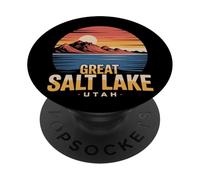 The Great Salt Lake Utah Tourist Vintage Retro Sunset Water PopSockets PopGrip Adhésif