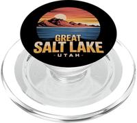 The Great Salt Lake Utah Tourist Vintage Retro Sunset Water PopSockets PopGrip pour MagSafe