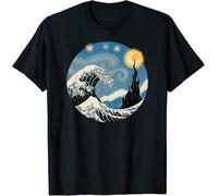 The Great Starry Wave Gift Cool O-Neck Cotton T Shirt Men Casual Short Sleeve Tees Black 3XL