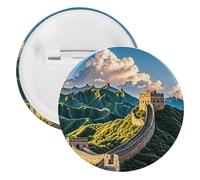 The Great Wall Badge rond en métal léger pour sac à dos, épingles à boutons tendance pour chemises, vestes, châle, manteau unisexe, 12PCS, Fer blanc, épingles rondes en métal