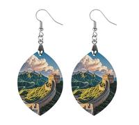 The Great Wall Boucles d'oreilles en bois pour femme, bijoux vintage élégants en bois, boucles d'oreilles légères pour mariage, fête, cadeau de bijoux au quotidien, Star, Bois, Bois.
