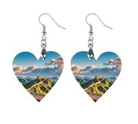 The Great Wall of China Boucles d'oreilles en bois pour femme, bijoux vintage élégants en bois, boucles d'oreilles légères pour mariage, fête, cadeau de bijoux au quotidien, Circular, Bois, Bois.