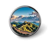 The Great Wall of China Broche ronde légère en métal pour chapeaux, chemises, vêtements, sacs