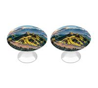 The Great Wall of China - Lot de 2 boutons d'armoire ronds en acier inoxydable de 2,8 cm avec vis, poignées de porte, poignées de cuisine, pour salle de bain, placard, porte de placard
