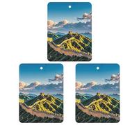 The Great Wall of China Lot de 3 désodorisants carrés à suspendre pour voiture, maison, bureau, style blanc