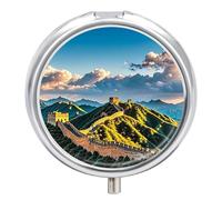 The Great Wall of China Pilulier étanche portable en métal résistant à l'humidité avec 3 compartiments