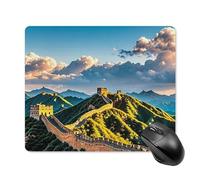 The Great Wall of China Tapis de souris avec bords cousus, tapis de souris lavable en tissu antidérapant, design parfait pour les jeux, ordinateur portable, travail de bureau