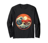The Great Wave Kanagawa Sunset - Art Japonais Classique Manche Longue