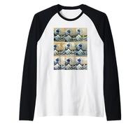 The Great Wave Off Kanagawa Hokusai Art Japonais rétro Manche Raglan