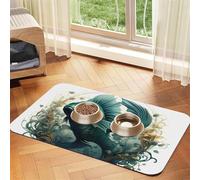 The Green Flying Fish Tapis d'alimentation en similicuir absorbant l'eau pour animal domestique 40 x 60 cm Tapis antidérapant durable pour gamelles de chat et chien