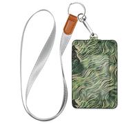 The Green Rolling Porte-badge vertical en cuir avec lanière et capacité de 3 cartes pour employés de bureau, infirmières, enseignantes, étudiants