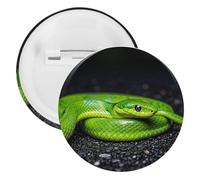 The Green Snake Badge rond en métal léger pour sac à dos, épingles à boutons tendance pour chemises, vestes, châle, manteau unisexe, 5PCS, Fer blanc, épingles rondes en métal