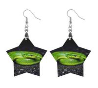 The Green Snake Boucles d'oreilles en bois pour femme, bijoux vintage élégants en bois, boucles d'oreilles légères pour mariage, fête, cadeau quotidien, Star, Bois, Bois.