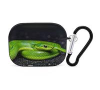 The Green Snake Coque pour AirPods Pro avec anneau porte-clés - Coque rigide en polycarbonate pour AirPods Pro de 2e génération pour homme et femme - Facile à ouvrir - Style noir