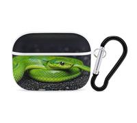 The Green Snake Coque pour AirPods Pro avec anneau porte-clés - Coque rigide en polycarbonate pour AirPods Pro de 2e génération pour homme et femme - Facile à ouvrir - Style blanc