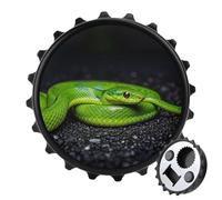 The Green Snake Ouvre-bouteille magnétique, outil de cuisine peu encombrant, décapsuleur de bière amusant et aimant de réfrigérateur pour camping, voyage, camping Noir