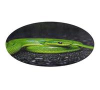 The Green Snake Tapis rond doux et absorbant et antidérapant pour chambre à coucher, salon, décoration d'intérieur - 80 x 80 cm