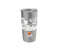 The Grillfather BBQ Grill & Smoker Graphic Tees Barbecue Dad Gobelet isotherme en acier inoxydable double paroi