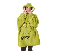 The Grinch Adultes Couverture portable surdimensionnée | Pull à capuche de Noël brodé en polaire Sherpa pour hommes et femmes | Vêtements de détente à capuche épais saisonniers