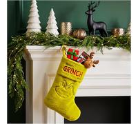 The Grinch Chaussette de Noel en Peluche, Amusante Chaussettes de Noel a Suspendre 44cm, Cheminée Décorative, Cadeau FamilleFestif
