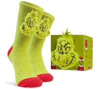 The Grinch Chaussettes Homme EU 40-45, Douce Chaussette Antidérapante Fantaisie, Cosy et Comfy, Idee Cadeau Homme