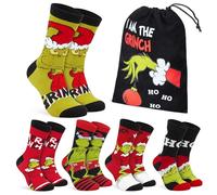 The Grinch Chaussettes Homme EU 40-45, Multipack Chaussettes Rigolotes, Semelle Antidérapante, Cosy Idee Cadeau Homme (Multi)