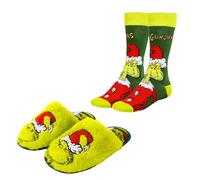 The Grinch Chaussons pour Femmes et Hommes, Pantoufles et Chaussettes, Cadeau Adultes, Taille EU 44/45 | Multicolore