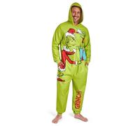 The Grinch Combinaison Pyjama Homme en Polaire avec Capuche - Cadeaux Drôles pour Lui (Vert, M)