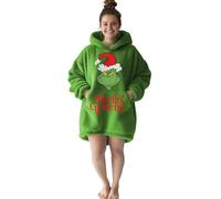 The Grinch Couverture surdimensionnée à capuche pour adultes et enfants - Taille unique - Cadeau unisexe pour hommes, femmes et enfants - Douce et portable, Vert, taille unique