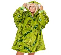 The Grinch Couverture surdimensionnée Sweat à capuche Adultes | Pull portable unisexe pour hommes et femmes, personnage d'animation de film festif, VUddie | Pull vert taille unique avec poche